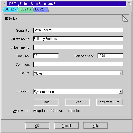 ID3V1.x editor page